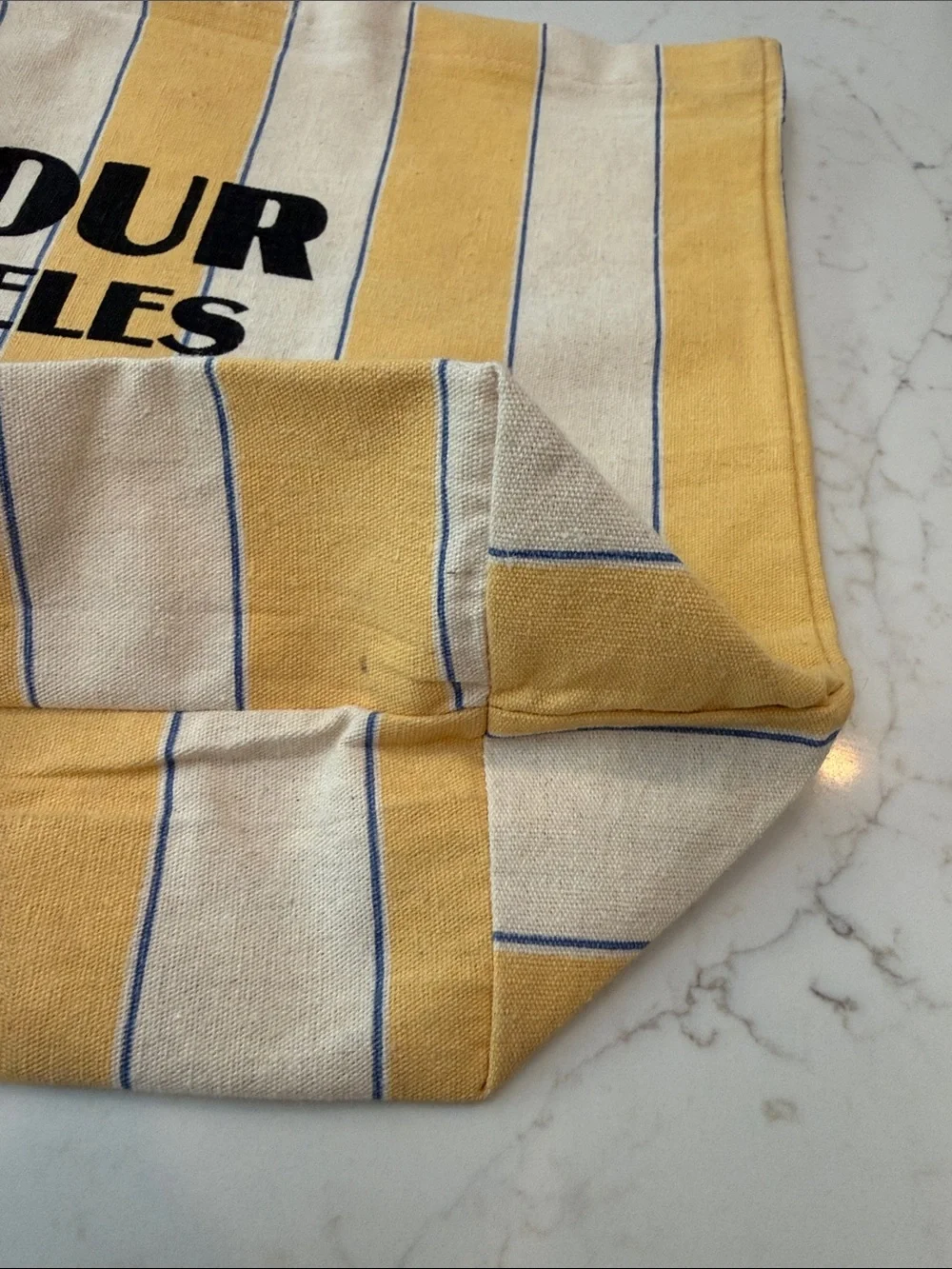 Sezane Los Angeles Yellow and Cream Striped Bonjour Tote